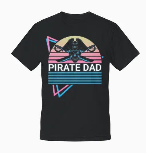Pirate Dad Retro Unisex T-Shirt - Black