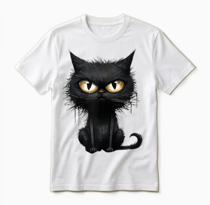 Damen Katze Nachthemd Nachtwäsche Schlafhemd Sleepshirt Unisex T-Shirt in White