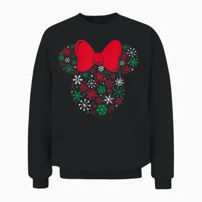 Disney Minnie Mouse Icon Holiday Snowflakes Unisex Sweatshirt - Black