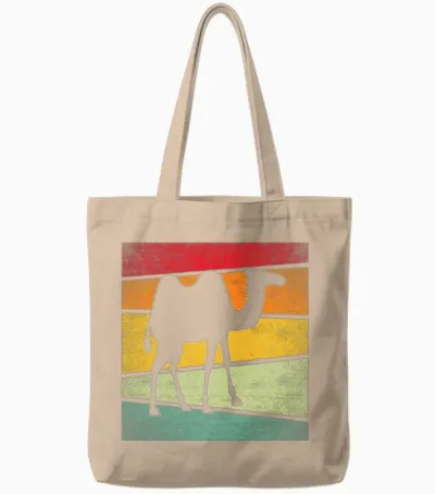Camel Retro Tote Bags - Natural