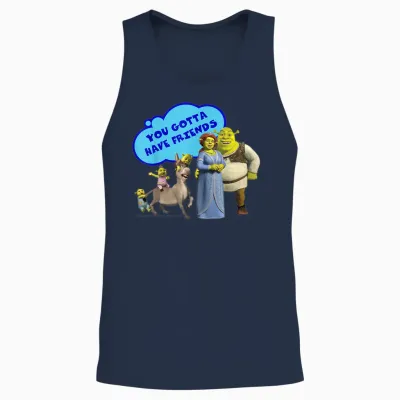 Shrek Donkey You Gotta Have Friends Bubble Text Unisex Tank Top - Navy
