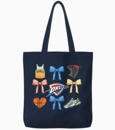 Nba Oklahoma City Thunder Bow Grid Tote Bags - Navy