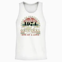 50th Birthday Vintage 1974 50 Years Unisex Tank Top in White - 2