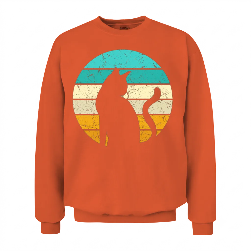 Cat Retro Style Lovers Unisex Sweatshirt - Orange