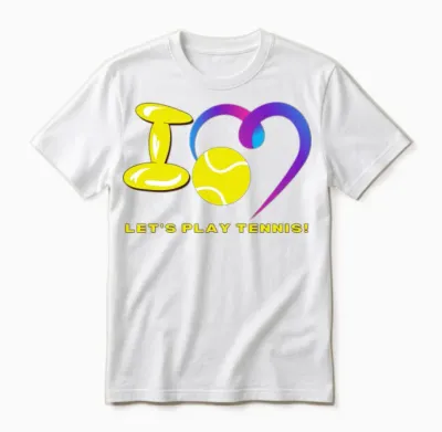 I Love Tennis Court Design T-Shirt Graphic Unisex T-Shirt - White