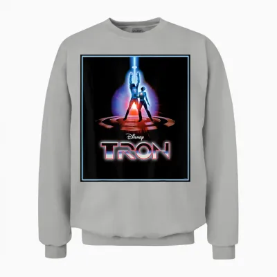 Disney Tron Official 1982 Original Movie Poster Art and Logo T-Shirt, Black, S Unisex Sweatshirt - Ash