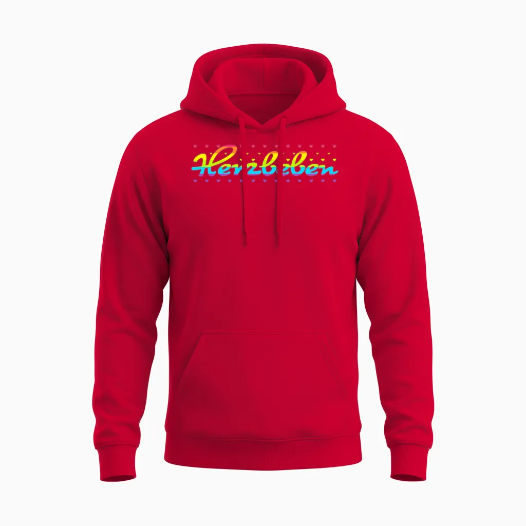 Herzbeben - Liebe, Gefühl, Regenbogen, Liebe, Herz Unisex Hoodie in Red