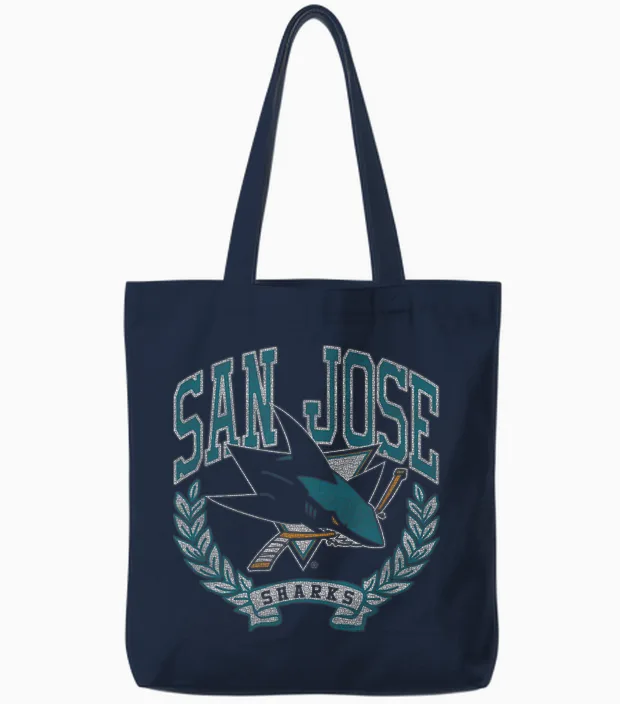 San Jose Sharks Vintage Victory Black Officially Licensed Tote Bags in Navy