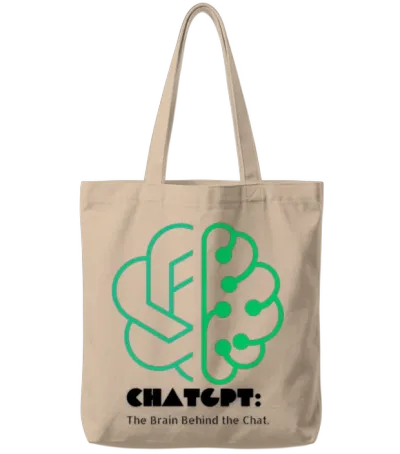 Chatgpt: the Brain Behind the Chat (dark Design) Tote Bags - Natural
