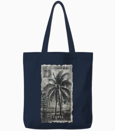 Palm Trees Palm Tree Beach Sea Sun Holiday Summer Tote Bags - Navy