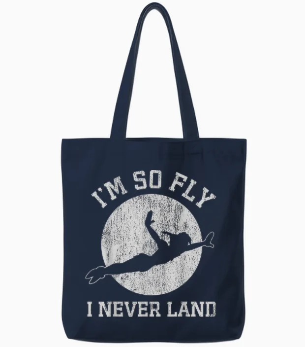 Disney Peter Pan So Fly Moon Silhouette Tote Bags in Navy