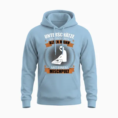 Men's Dj Mixing Console Turntable Old Man Saying Funny Musician T-Shirt, Black Unisex Hoodie - Light Blue