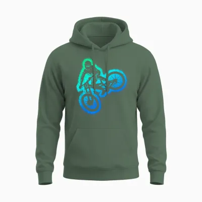Mtb Mountain Bike Downhill Kinder Herren Jungen Mountainbike Unisex Hoodie - Military Green