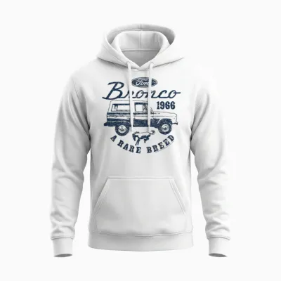 Ford Bronco a Rare Breed 1966 Logo T-Shirt, Gray Unisex Hoodie - White