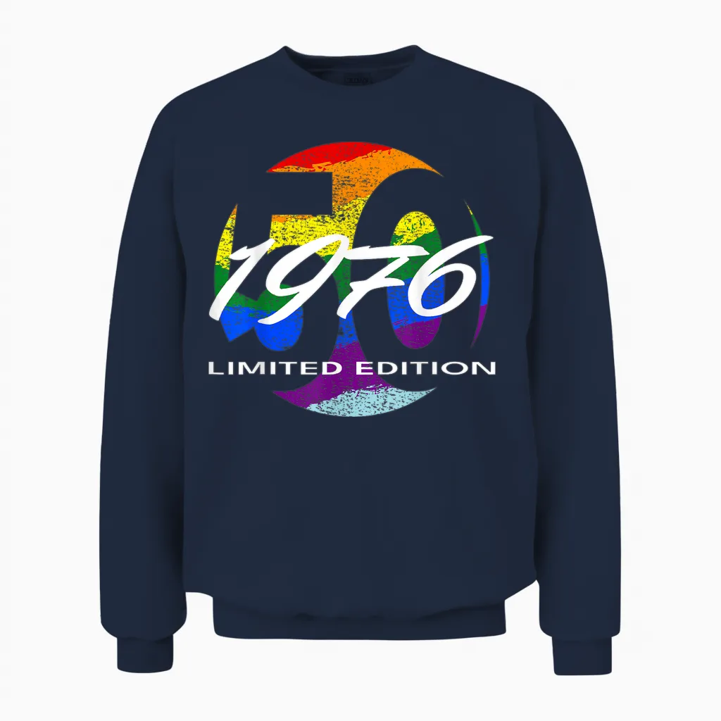 50th Birthday Man Woman 50 Years 1976 Funny Gift Unisex Sweatshirt in Navy