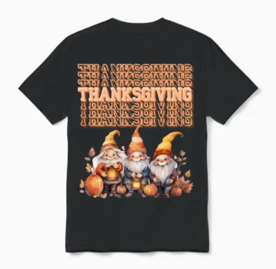 Autumnal Gnomes - Thanksgiving Unisex T-Shirt - Black