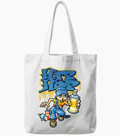 Hip Hop Graffitis and B-Boy Tote Bags - White