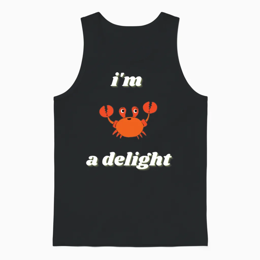 Vintage I'm a Delight Funny Gift Ideas Unisex Tank Top in Black
