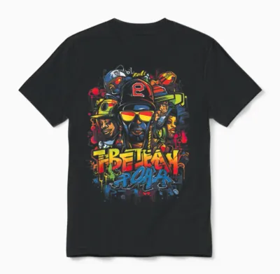 Hip Retro 80s New York Rapper Art 90er Jahre Hop Graffiti Oldschool Rap Boom Rap T-Shirt Für Unisex-Erwachsene, Multicolored, Graffiti, Crew-Kragen, Kurzarm, Polyester, S Unisex T-Shirt - Black
