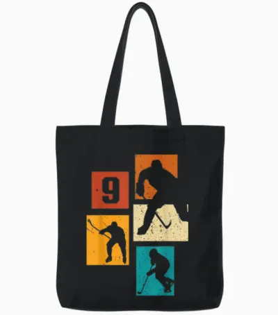 9. Geburtstag Eishockey 9. Jahre Jungs Spieler Retro Tote Bags - Black