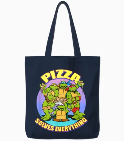 Tmnt - Pizza Solves Everything Tote Bags - Navy