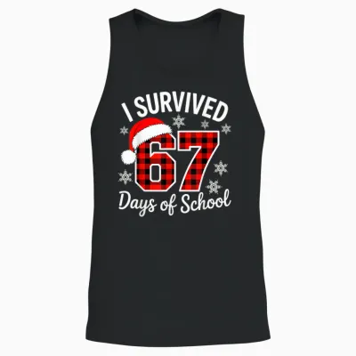 I Survived 67 Days of School Christmas Unisex Tank Top - Black