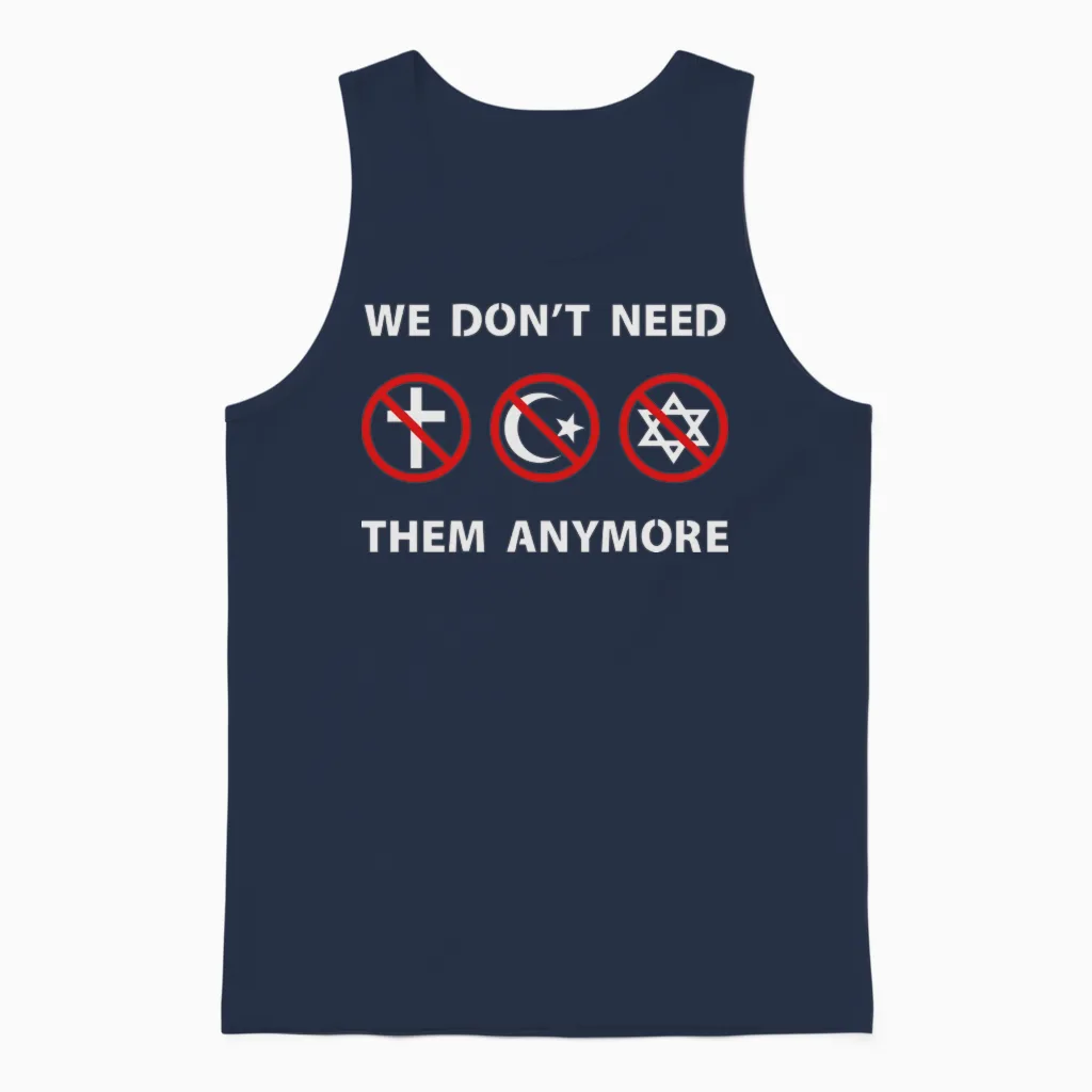 We Don't Need Religion Anymore Unisex Tank Top in Navy