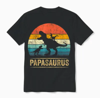 Papasaurus Dinosaur Papa Tyrannosaurus Dino Twin Pack Unisex T-Shirt - Black