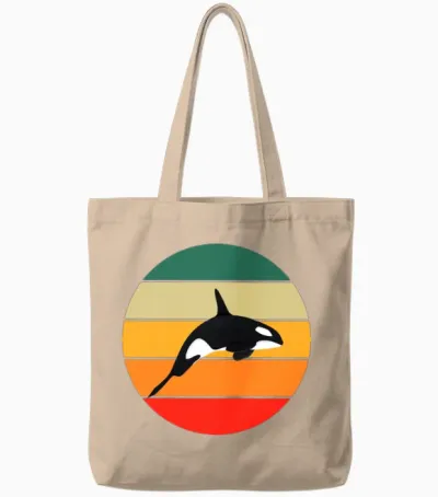 Retro Orca Tote Bags - Natural