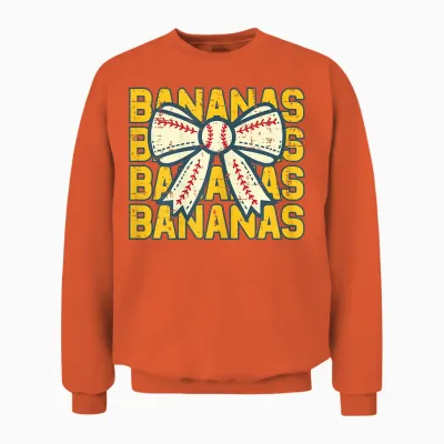 Banana Bow Ribbon Fruit Women Girls Unisex Sweatshirt - Orange