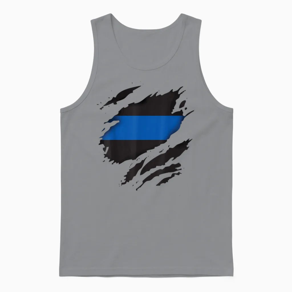 Thin Blue Line Leo Police Support Superhelden-T-Shirt Unisex Tank Top in Sport Grey
