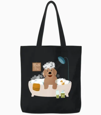 Funny Dog in Bath Tote Bags - Black