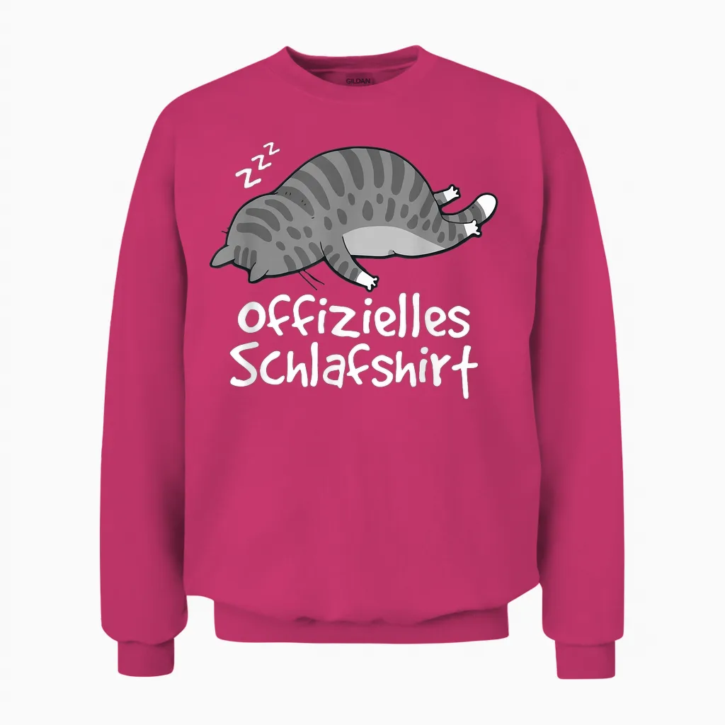 Offizielles Schlafshirt Katze Pyjama Lustig Cat Mom Geschenk Unisex Sweatshirt in Heliconia