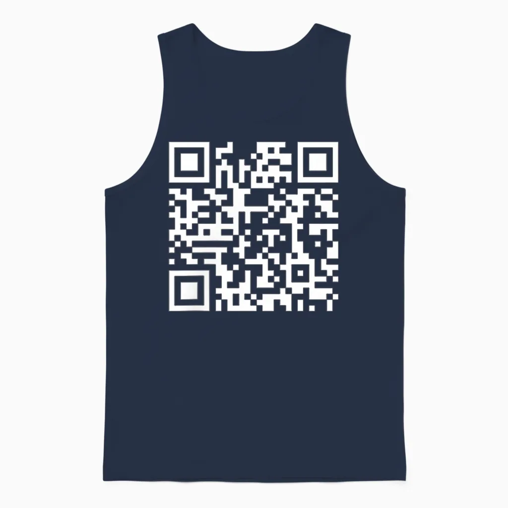 (2 Sides) Funny Qr Fck You Code Middle Finger Saying Quote Unisex Tank Top in Navy