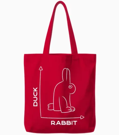 Ente - Kaninchen - Lustig - Witz - Hase - Optische Täuschung - Wortspiel Tote Bags - Red