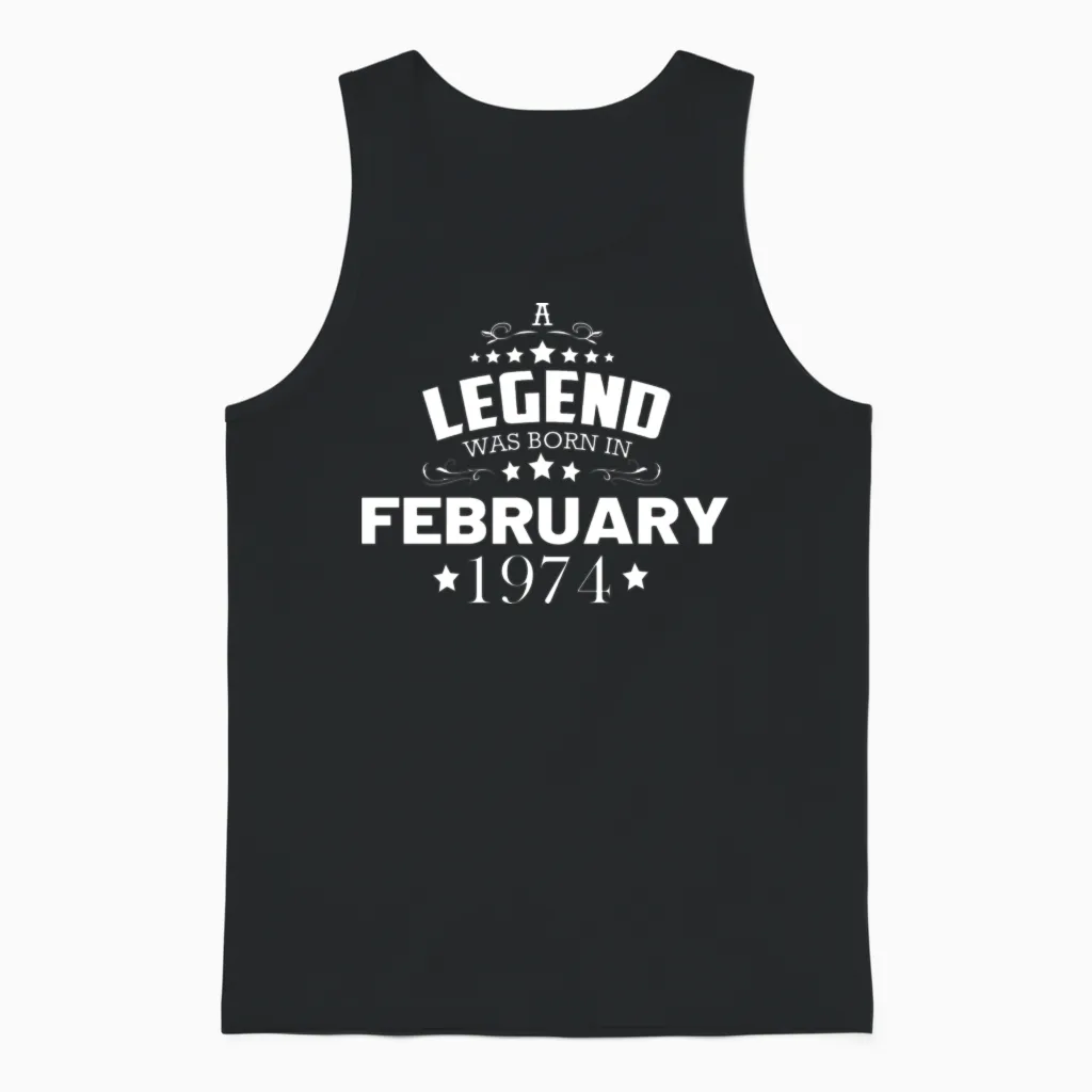 February 1974 Birthday Vintage Unisex Tank Top in Black