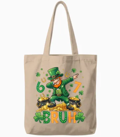 67 Bruh Dab Leprechaun Funny Kids Boys Mens St Patrick Day Tote Bags - Natural