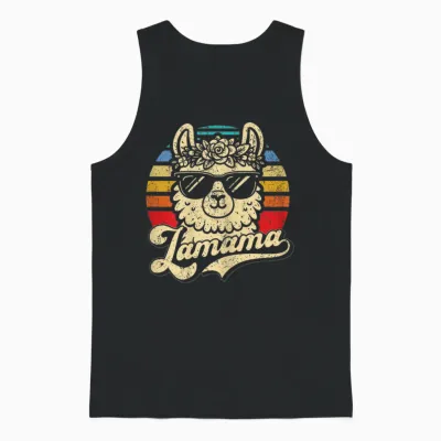 Lamama | Mama Und Lama Lustiges Retro Alpaka Muttertag Unisex Tank Top - Black