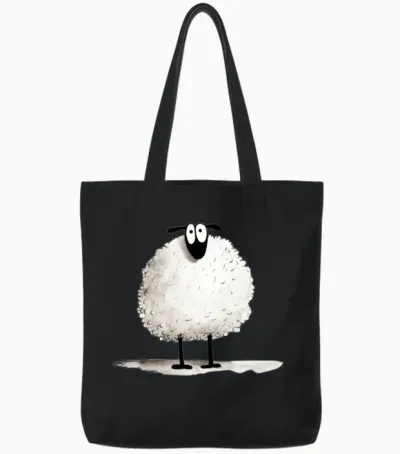 Funny Sheep Tote Bags - Black