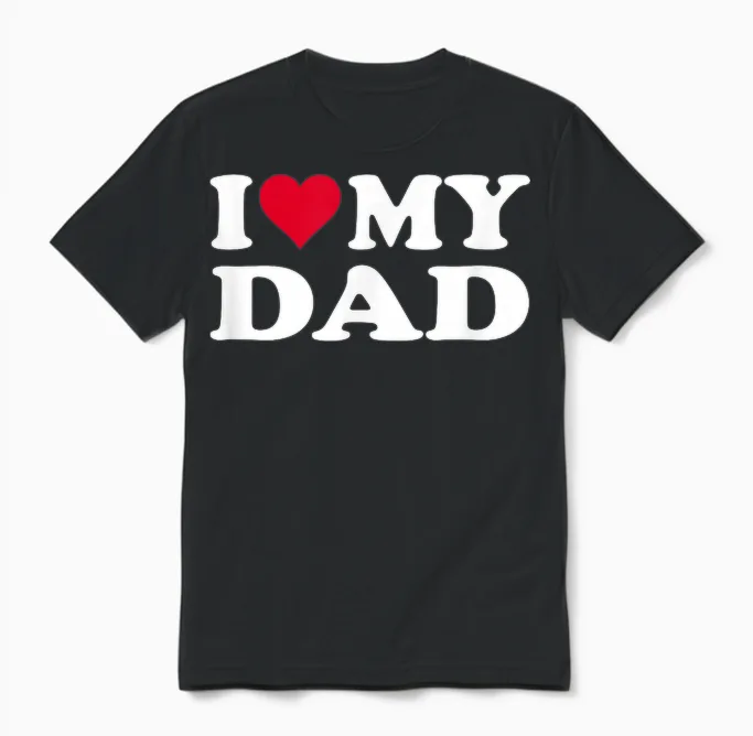 Red Heart I Love My Dad T-Shirt, Black, S Unisex T-Shirt in Black