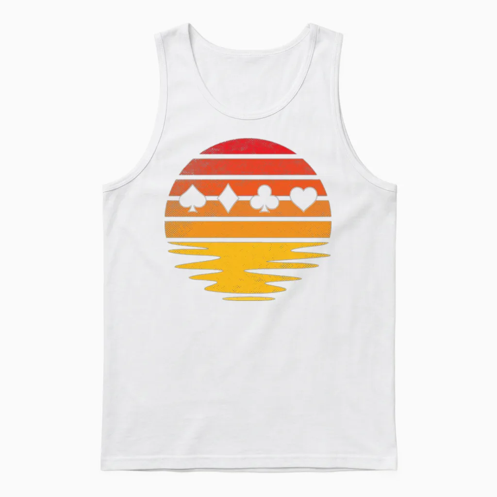 Poker Retro Unisex Tank Top in White