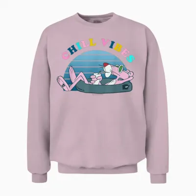 The Casual Vibe of the Pink Panther T-Shirt, Black, S Unisex Sweatshirt - Light Pink