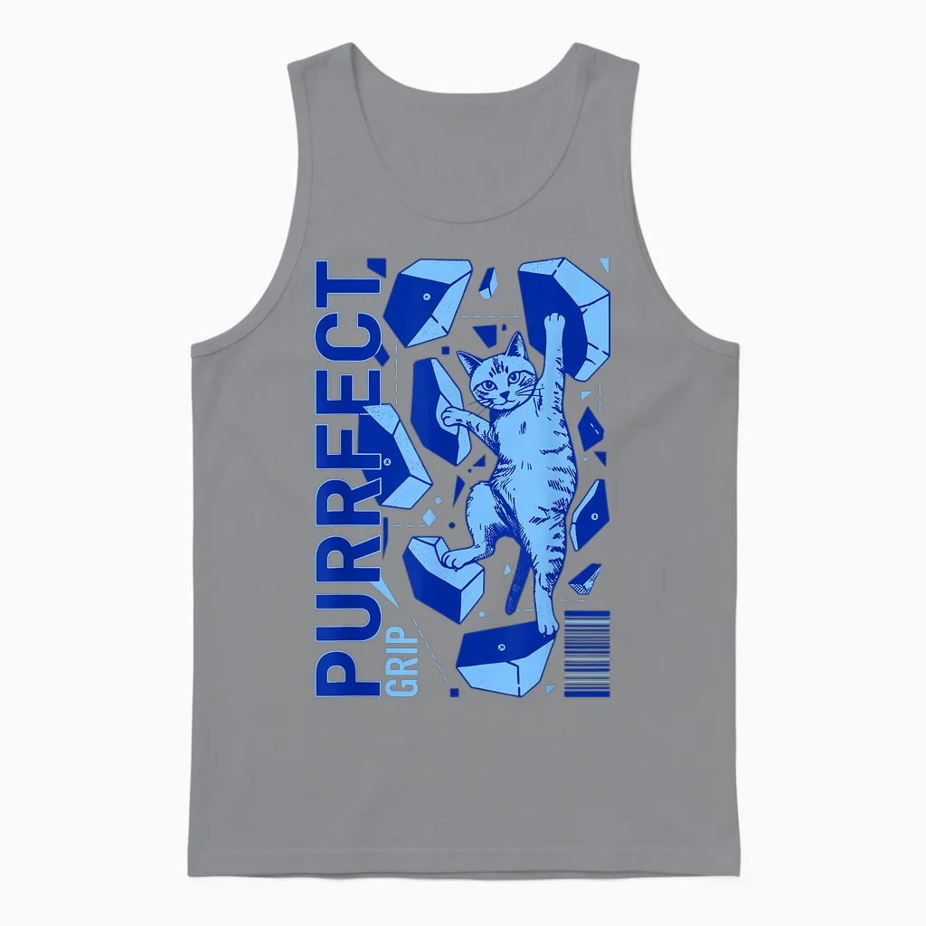 Purrfect Grip Cat Klettern Abenteuer Unisex Tank Top in Sport Grey