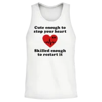 Cute Enough to Stop Your Heart Skilled Restart It Unisex Tank Top - White – 2