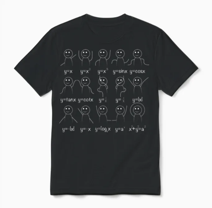 Math Functions Mathematics Nerdy Geek Student Gift Unisex T-Shirt in Black