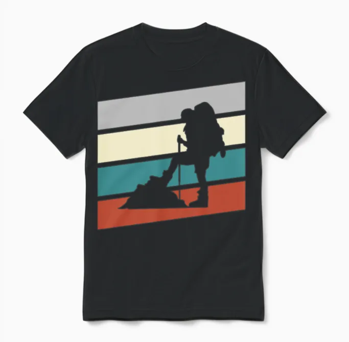 Hiking Retro - & Outdoors Unisex T-Shirt in Black