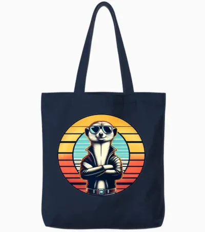Retro Meerkat Tote Bags - Navy