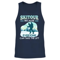 Ski Tour Because Everyone Can Take the Lift Unisex Tank Top - Navy – 2