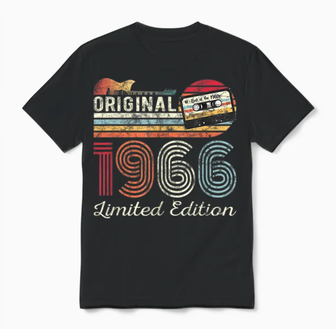 Original 1966 Geburtstag Gitarren Musiker Kassette Tape Unisex T-Shirt in Black