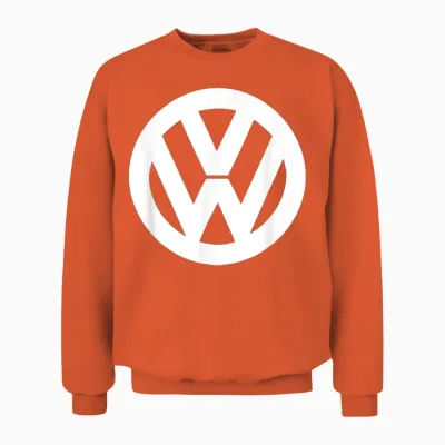 Volkswagen Classic White Vw Logo Unisex Sweatshirt - Orange